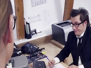 Polish secretary with huge tits fucks her boss for raise